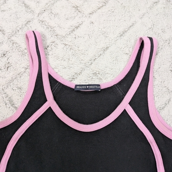 Brandy Melville Top Women's XS/S Black Pink Lauren Crop Tank Sporty Y2K - Picture 2 of 6